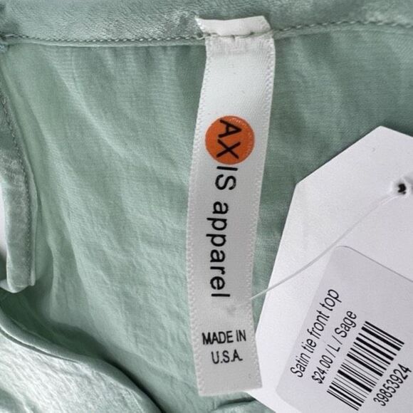 NWT Axis Apparel Tie Front mother of pearl Button Camisole Green Large tank top - Picture 6 of 8